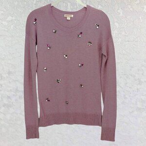 Merona Vintage Lilac Long Sleeve Sweater with Embellished Jewel Detail Size XS